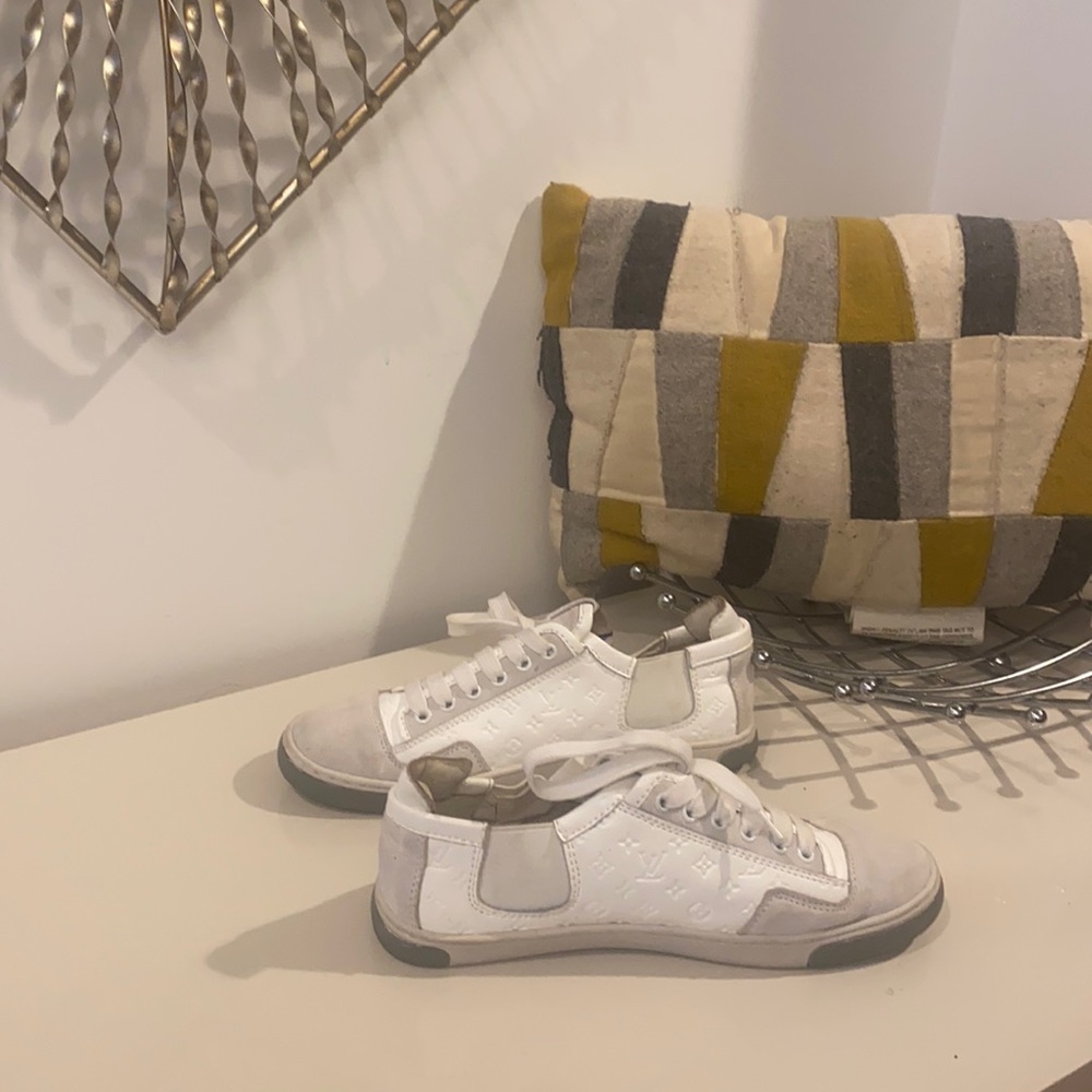 Cream Suede Gray & White LV Sneakers